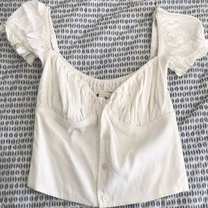 White button up peasant blouse